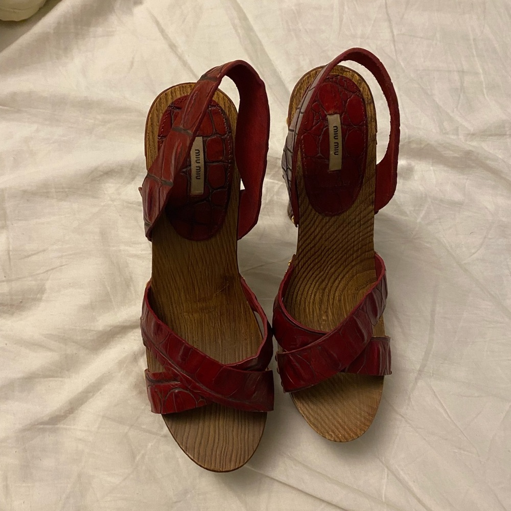 Miu Miu Platforms In Red Crocodile Skin - image 1